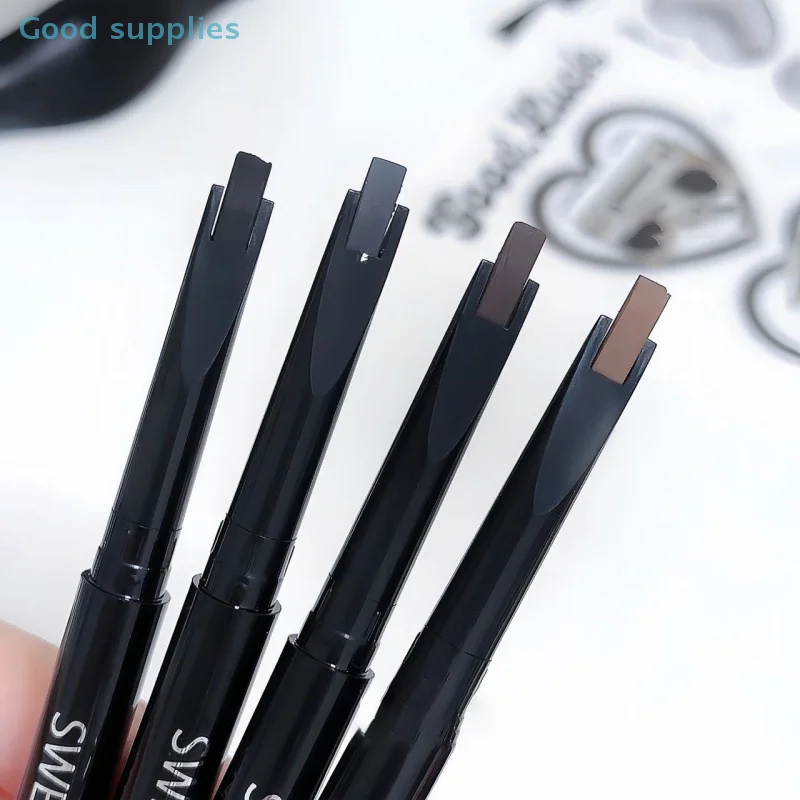 Lápiz de cejas de doble punta 2 en 1 de aspecto Natural, maquillaje de ojos resistente al agua y al sudor de larga duración, cosmético para principiantes