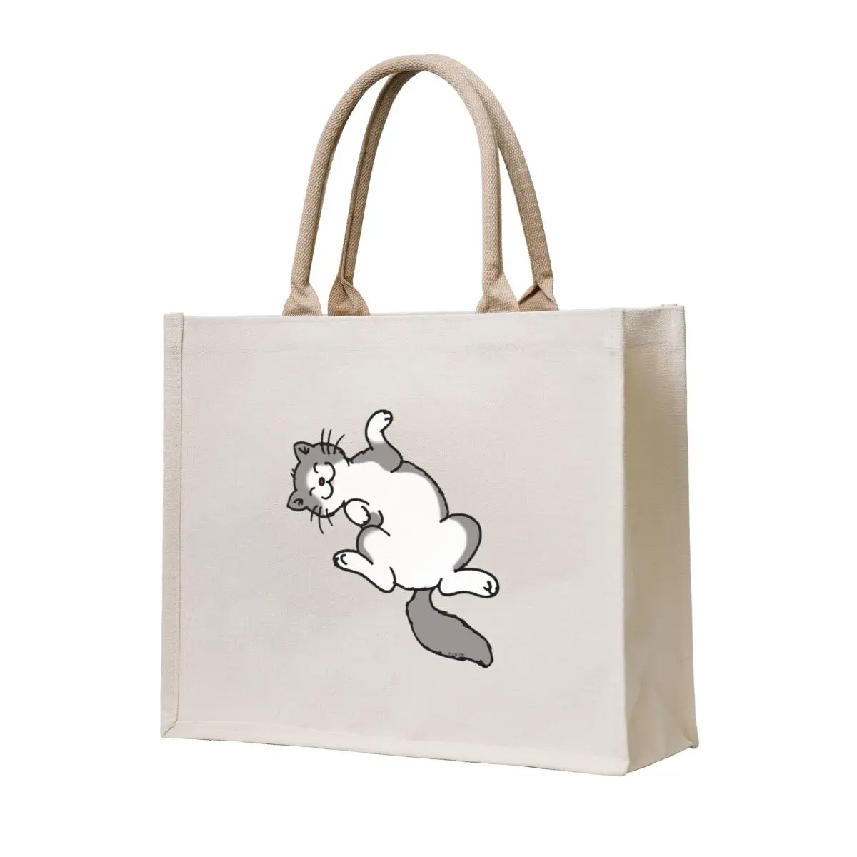 

Grey & white kitty cat Tote Bag Canvas tote bag custom fabric bag