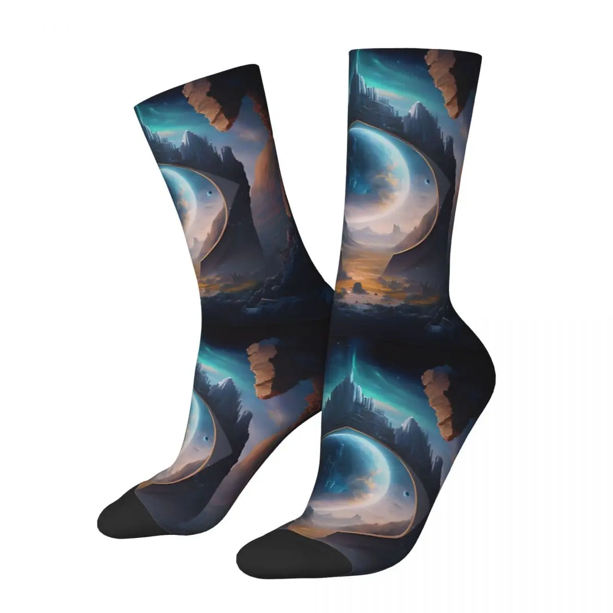 Retro 17 Full Spectrum Stargates And Inner Earth Portals Men's compression Socks Unisex Portals Printed Novelty Crew Sock