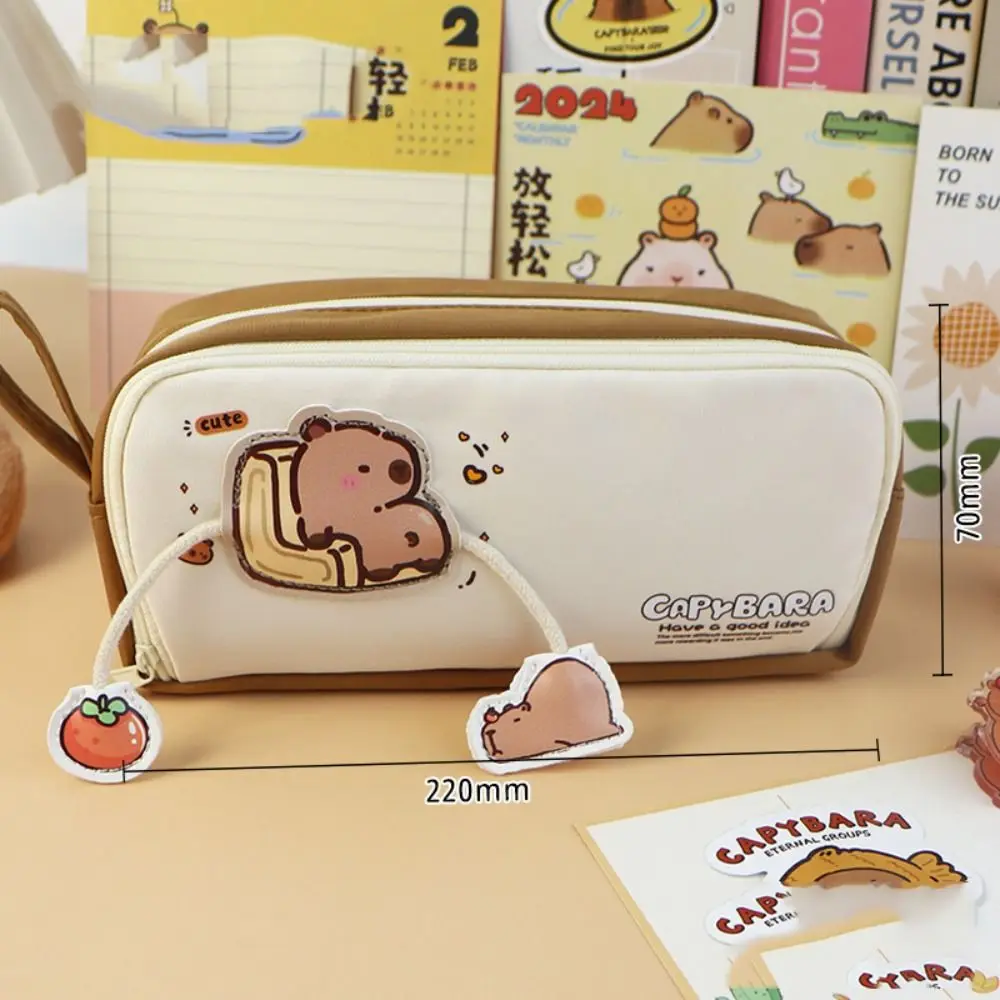 Imagem -02 - Estojo Capivara de Grande Capacidade com Zíper Bolsa Multifuncional para Caneta Bolsa de Lápis Kawaii para Crianças