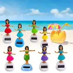 Solar Powered Hawaii Girl Dancing Toys Shaking Bobble Head Hawaii Swinging Animated Girl Doll Car Dashboard Decoration