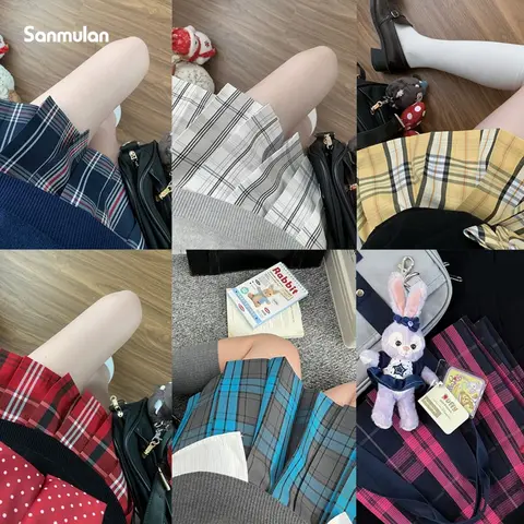 Uniforme japonais JK, jupe à carreaux multicolore, jupe plissée taille haute de Style campus avec nœud, Style scolaire pour étudiant Cosplay