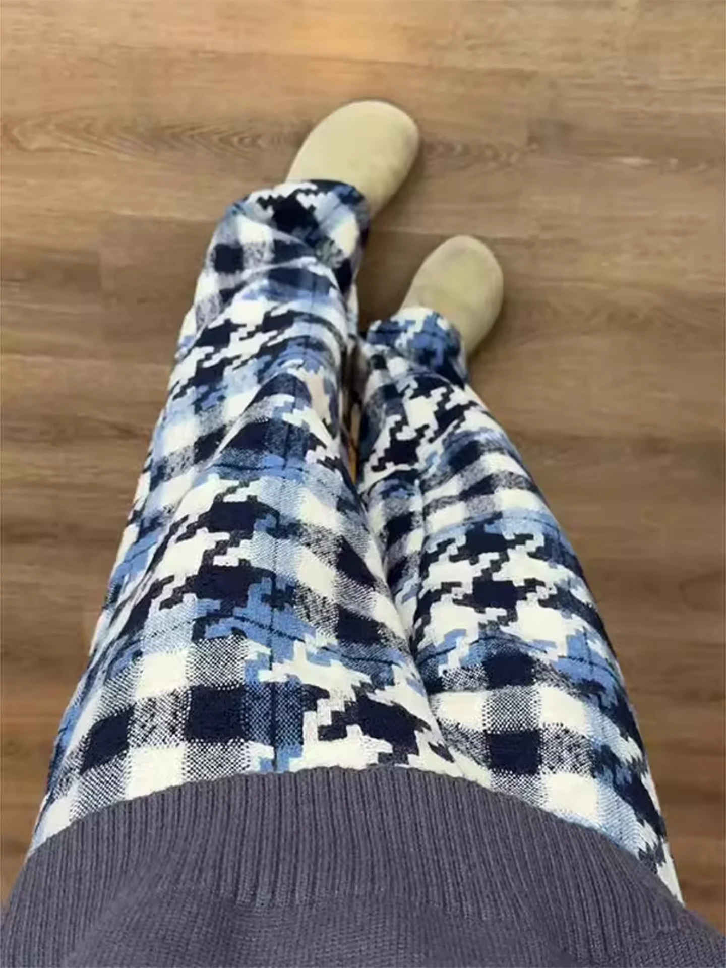 

Мужские повседневные брюки в клетку королевского синего цвета, осенне-зимние, в американском ретро-стиле, свободного кроя, с широкими штанинами, прямые, со средней посадкой, на резинке