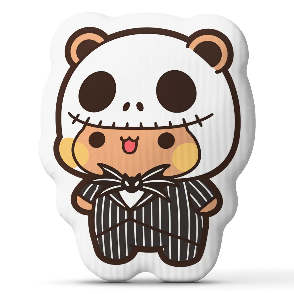 Cute Panda Bear Skeleton Costume Shaped Pillow Halloween Cartoon Cushion Stuffed Throw Pillow for Sofa Home Decor Party Gift