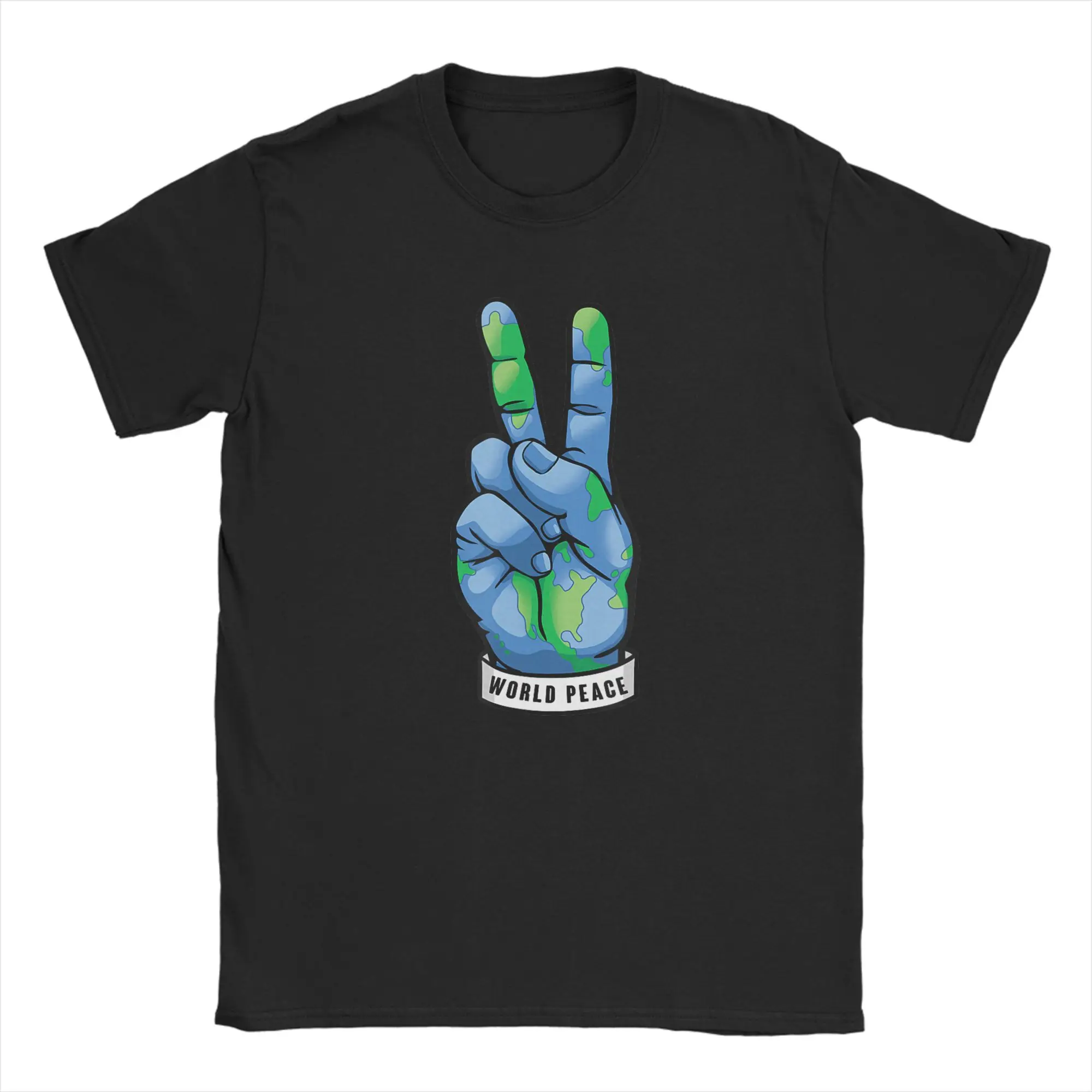 Vintage Earth Love Power Peace World T-Shirts for Men Round Collar 100% Cotton T Shirts  Short Sleeve Tees New Arrival Clothes