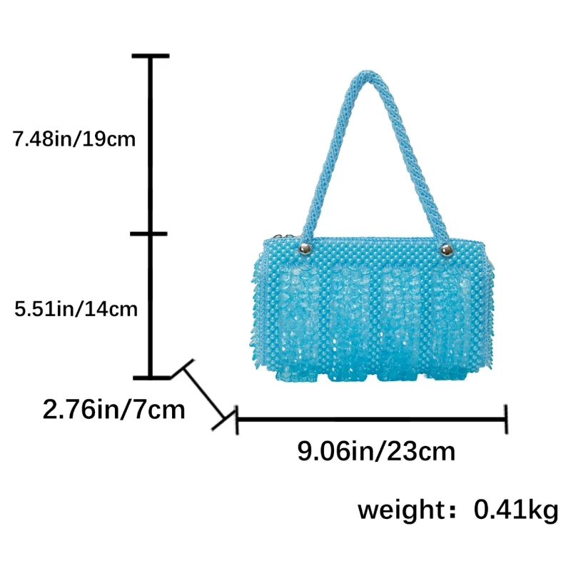 2026 New Fashionable Transparent Acrylic Beaded Single-shoulder Bag Handmade Beaded Crochet Bag Summer Seaside Travel Beach Bag