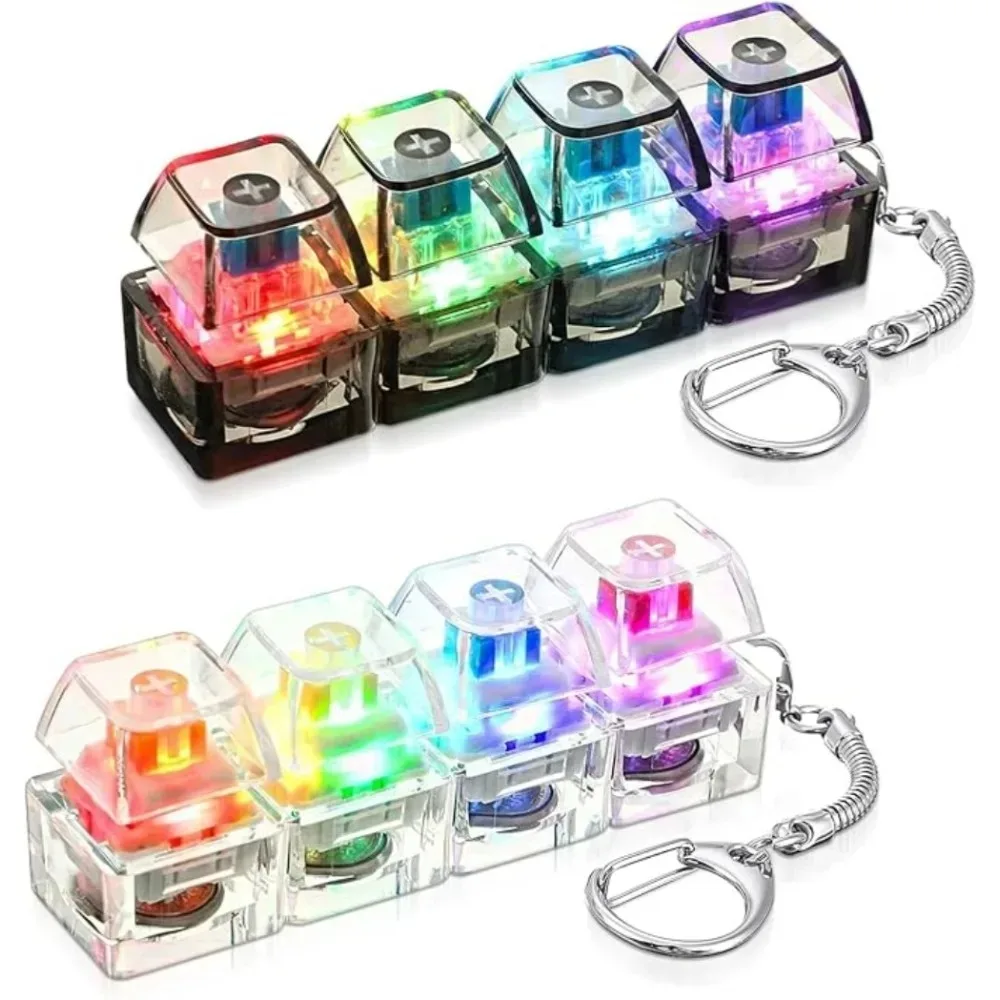 /*LED Keyboard Keychain Fidget Toys Crystal Clicker Sensory Toy for Stress Relief Keyboard Keychain Fidget Gadget for Adults Kid