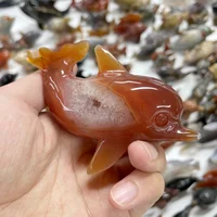 Natural Carnelian Agate Geode Dolphin Figurine Hand‑Carved Crystal Dolphin Statue Ocean Animal Home Decor Collectible Gift 3