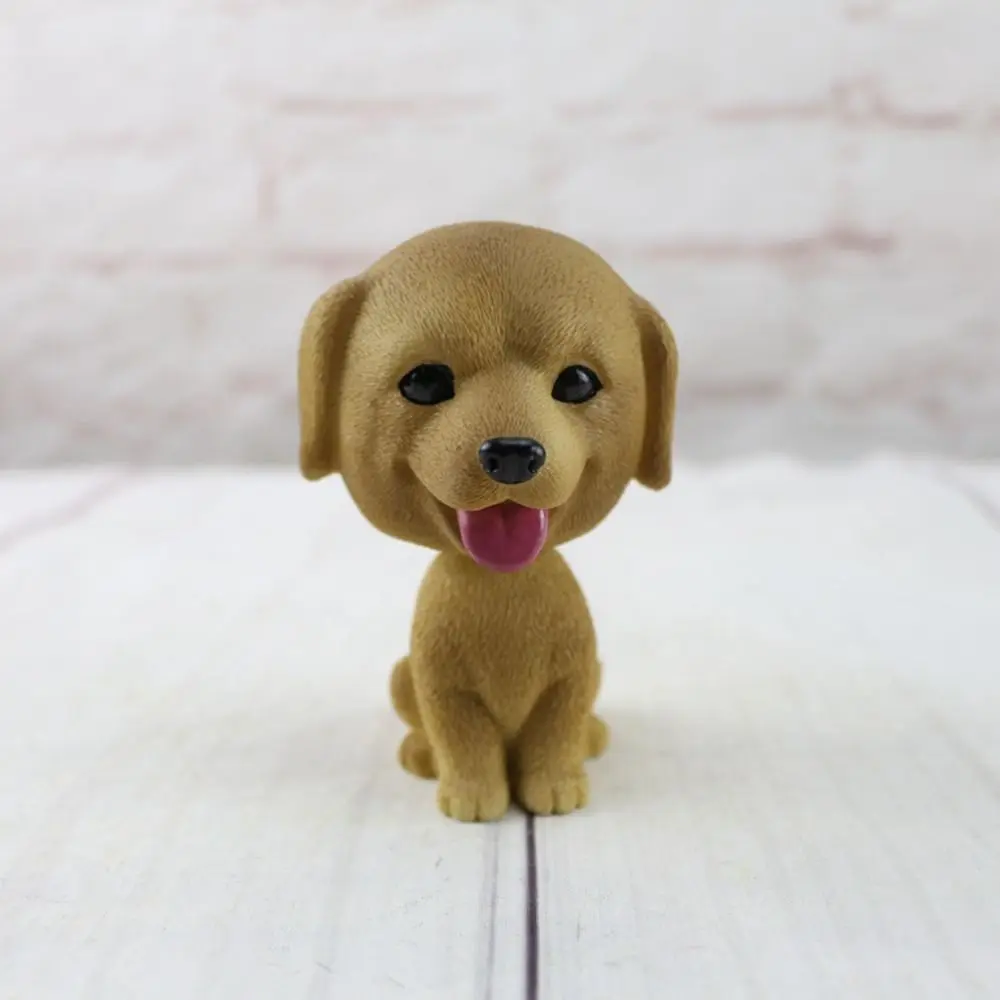 Bobblehead Shaking Head Dog Car Ornament Simulation Dog Nodding Puppy Decor Cute Lovely Resin Swing Car Ornaments Car Dashboard