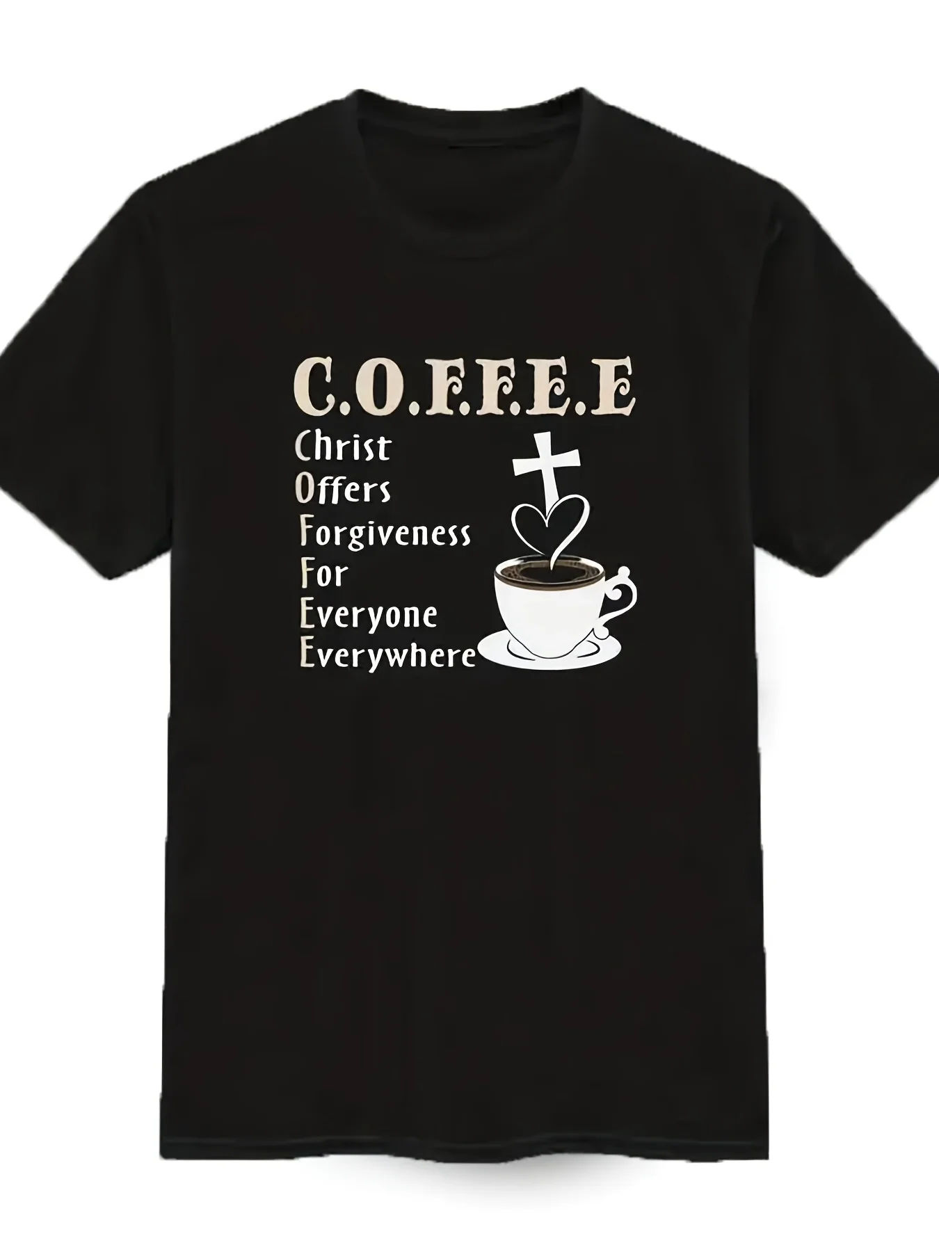 

Mens 100 Cotton Relaxed Fit T-Shirt with Coffee Owner Offers Forgiveness Print Black Streetwear Graphic Tee All-Season Casual