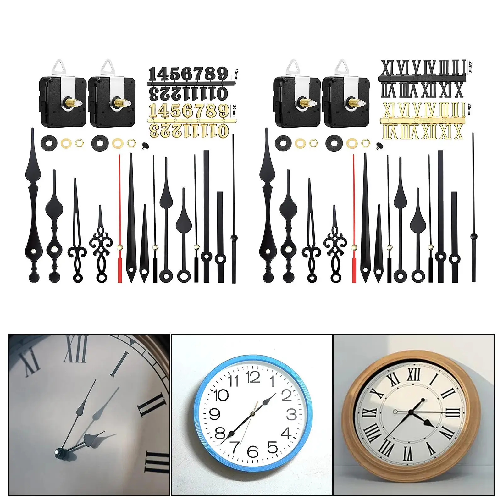 2-個の吊り下げ時計機構-diy-壁時計ムーブメント機構フレームレス壁時計用金属壁時計木製壁時計