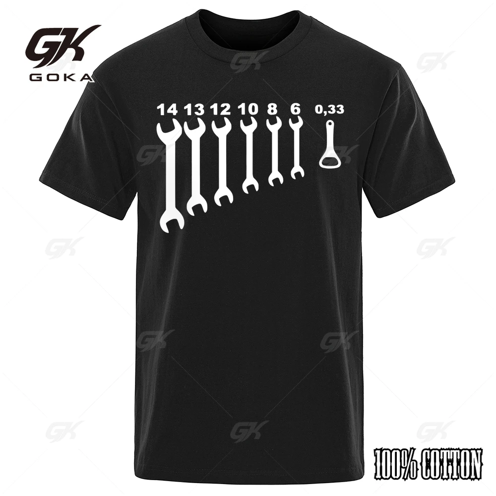 Vintage Screw Wrench Opener Mechanic T-Shirts Men Car Fix Engineer Cotton Tee Short Sleeve Funny T-Shirt Vintage Men's Clothes