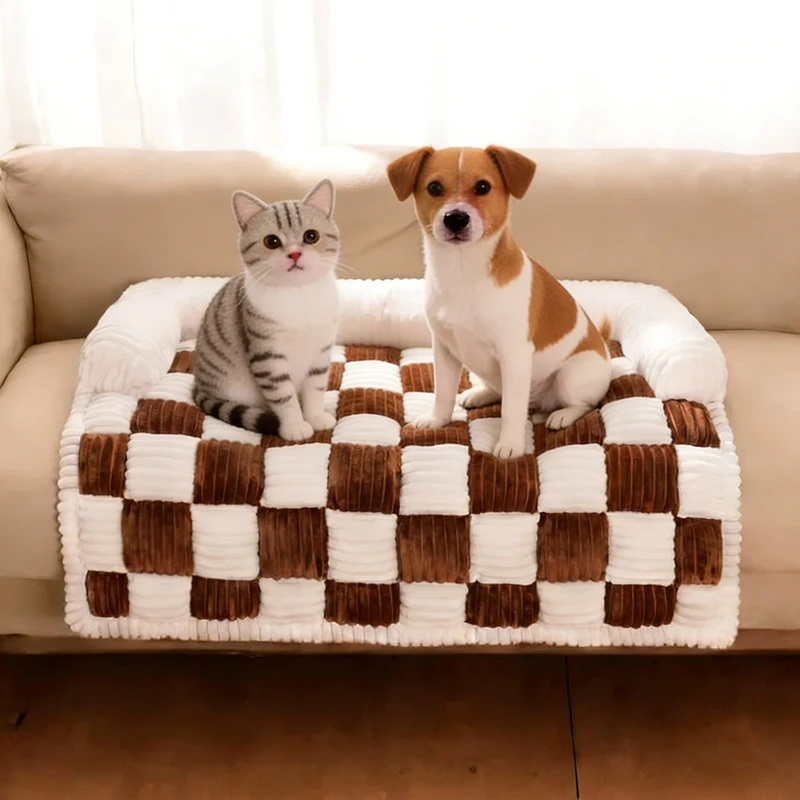 Plush Dog Bed Sofa Couch For Large Dogs Pet House Mat Warm Nest Beds Kennel Soft Cat Puppy Cushion Long Plush Blanket Sofa Cover