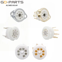GD-PARTS 2PCS Tin Plated Gold Plated Chassis Mount 7pin Ceramic Vacuum tube socket for EAA91 EC92 6Z4 Vintage Amplifier DIY
