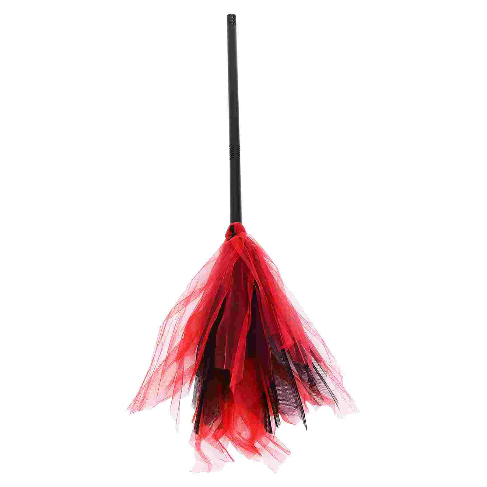 Whisk Brooms Halloween Witch Detachable Decorative (black and Red Broom) Broomstick Cosplay Witches Models Prop for Party Child