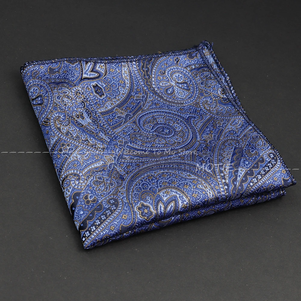 最新のスタイルポケットチーフハンカチエレガントな青赤ジャカードハンカチフィットシャツアクセサリー日常着ネクタイフェスティバルギフト