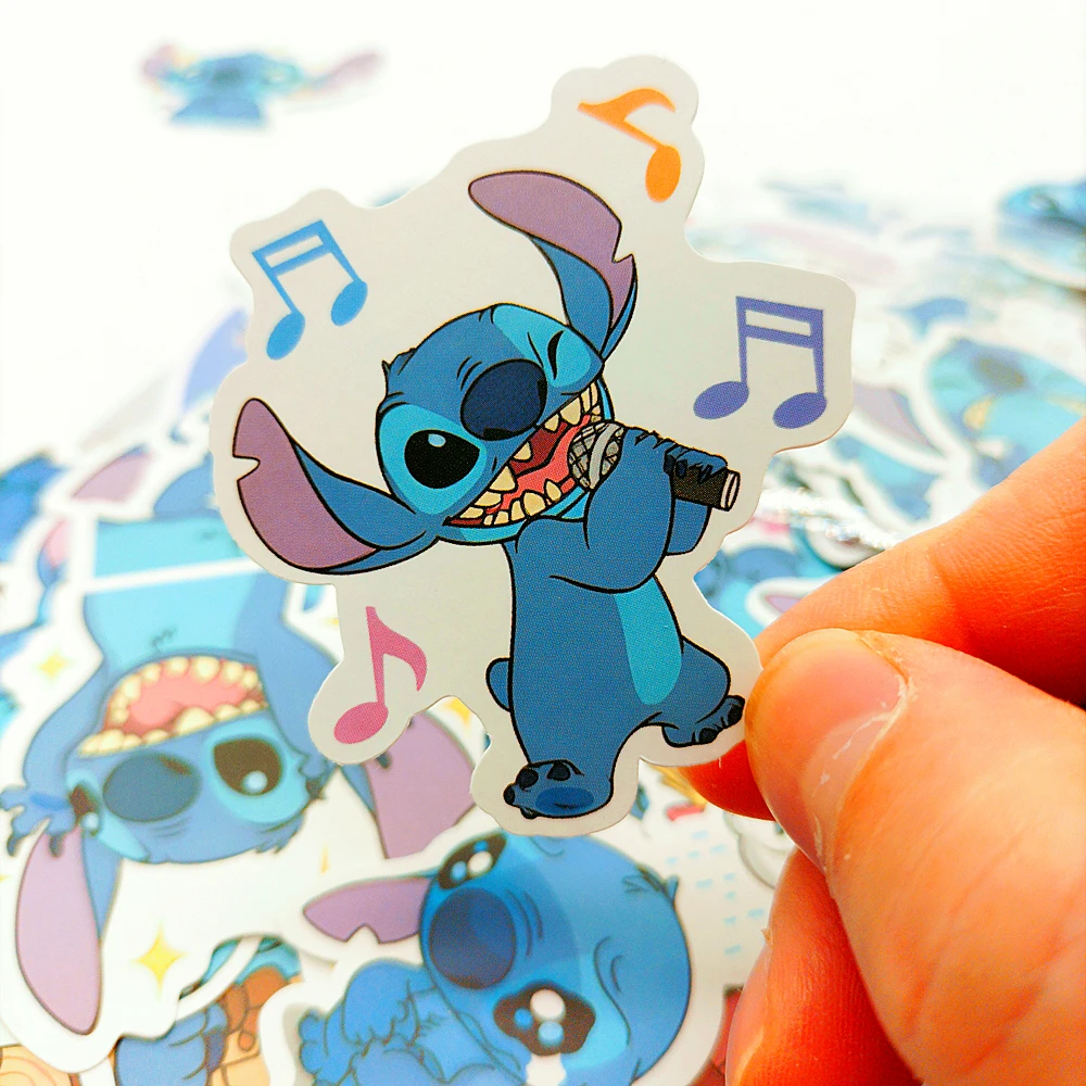 1/10/30/50/80/100PCS Cute Microphone Rapper Lilo & Stitch Balloon Decoration Stickers Luggage Graffiti Decals Fun Classic Toy