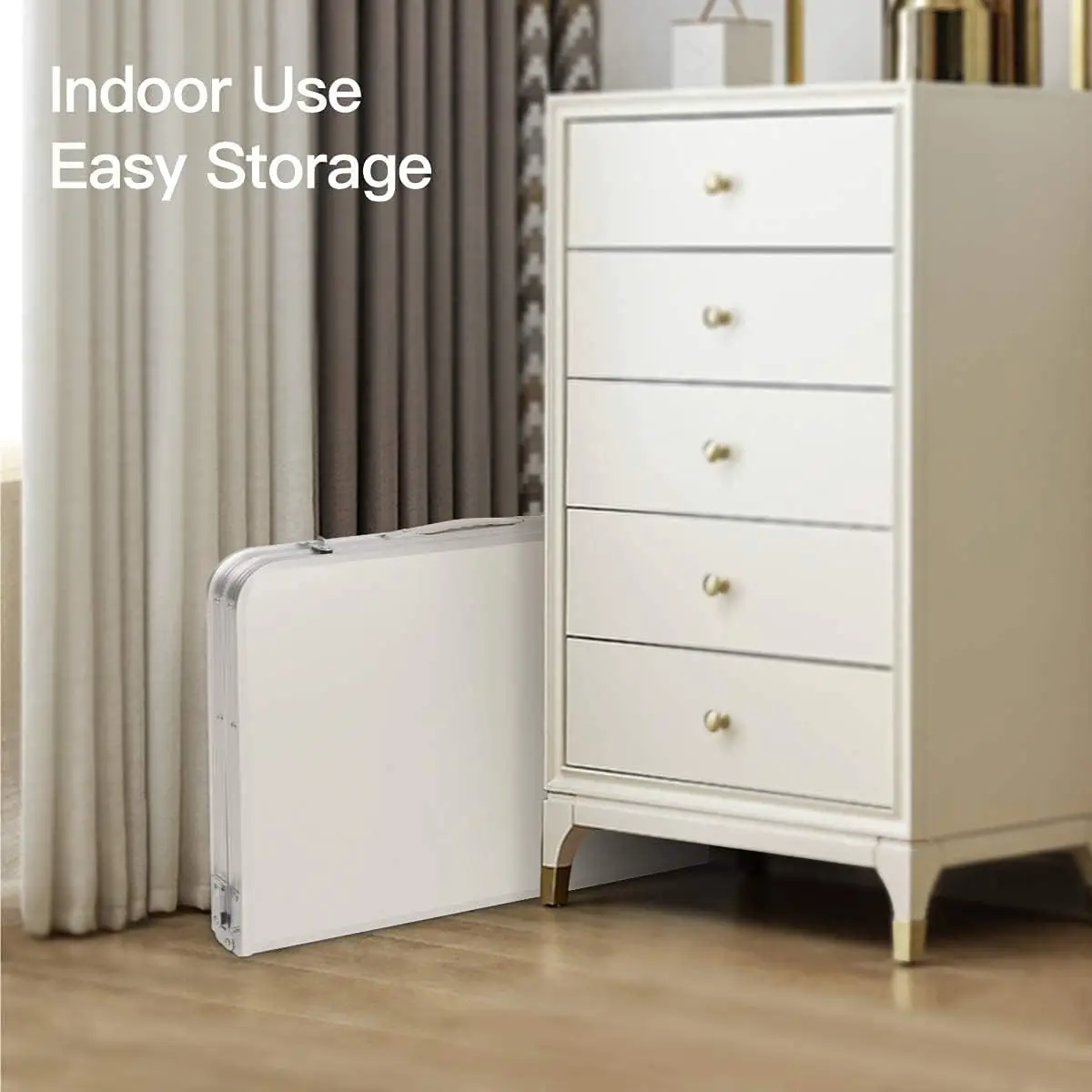 EFAN-mesas plegables de aluminio para pícnic, 3 pies, 90x60x37/67cm, altura ajustable, ligeras para campamento + asa de transporte