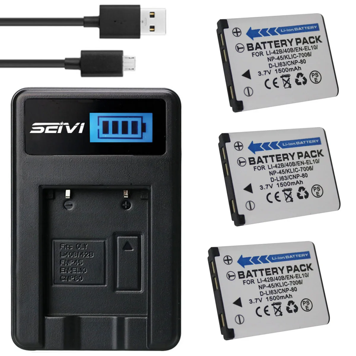 Battery Pack + Charger For Olympus Tough TG310, TG320, Stylus VG165, VG180, VH210, VR310, VR320, VR325, VR330 Digital Camera