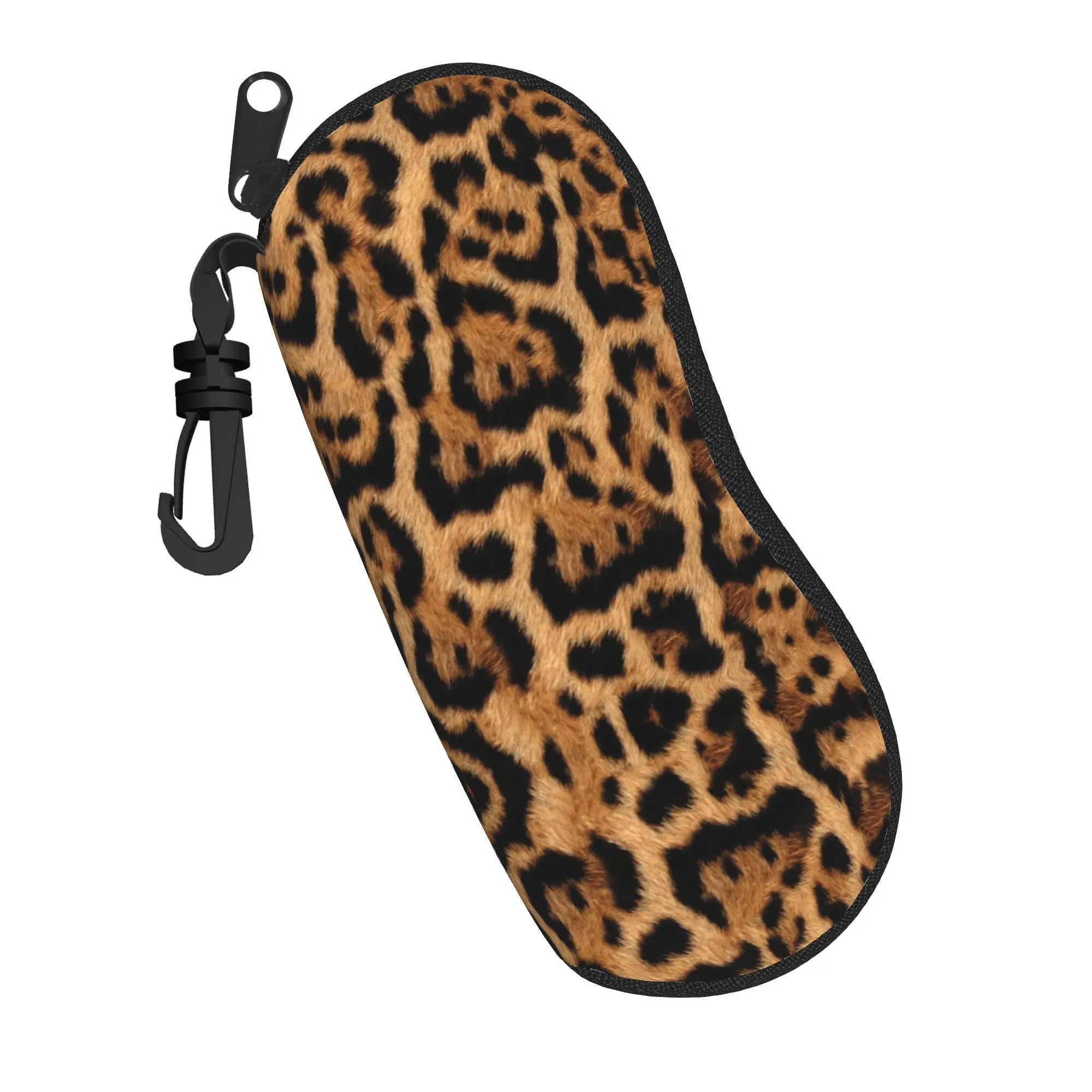 Panthera Jaguar Fur Pattern Merch Glasses Case for Women Men Protective Zipper Leopard Cheetah Skin Texture Eyewear Storage Box