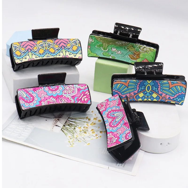 

10 шт./лот, двусторонние заколки для волос из искусственной кожи «сделай сам», головные уборы, термосублимационные заколки для волос, сублимационные пустые зажимы для теплопередачи