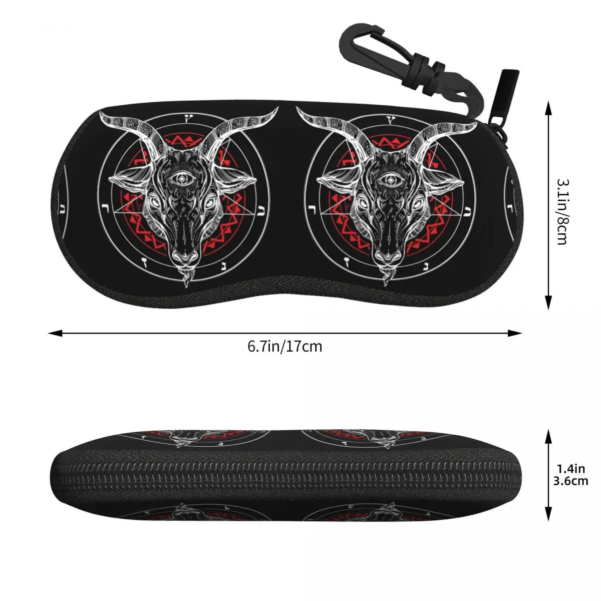 Satanic Goat Baphomet Circle Satan Symbol Lucifer Devil Shell Glasses Case Sunglasses Box Women Men Soft Eyeglasses Bag Pouch