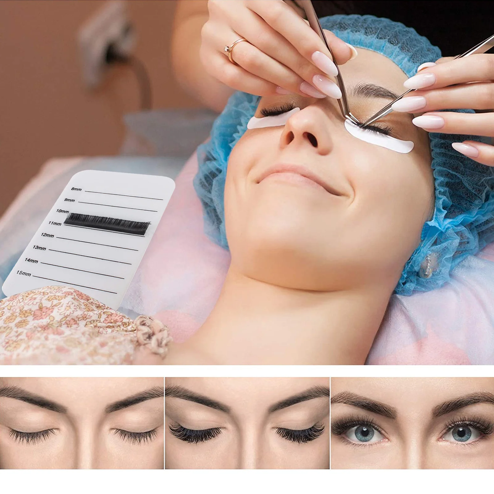 4個入りまつげボード弾性ストラップまつげハンドパレット快適なまつげエクステンションホルダートレイツール（エクステンションピンセット用）