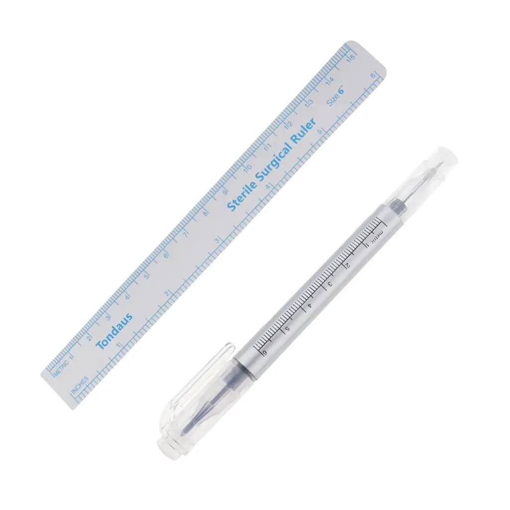 Skin Marker Pen Ruler Scribe Tool for Permanent Makeup Microblading .