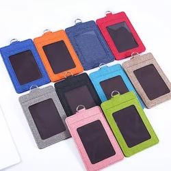 Women ID Badge Card Holder Case Pu Leather Bus Pass Case Cover Men Women's Bank Credit Card Holder Card Holder Wallet