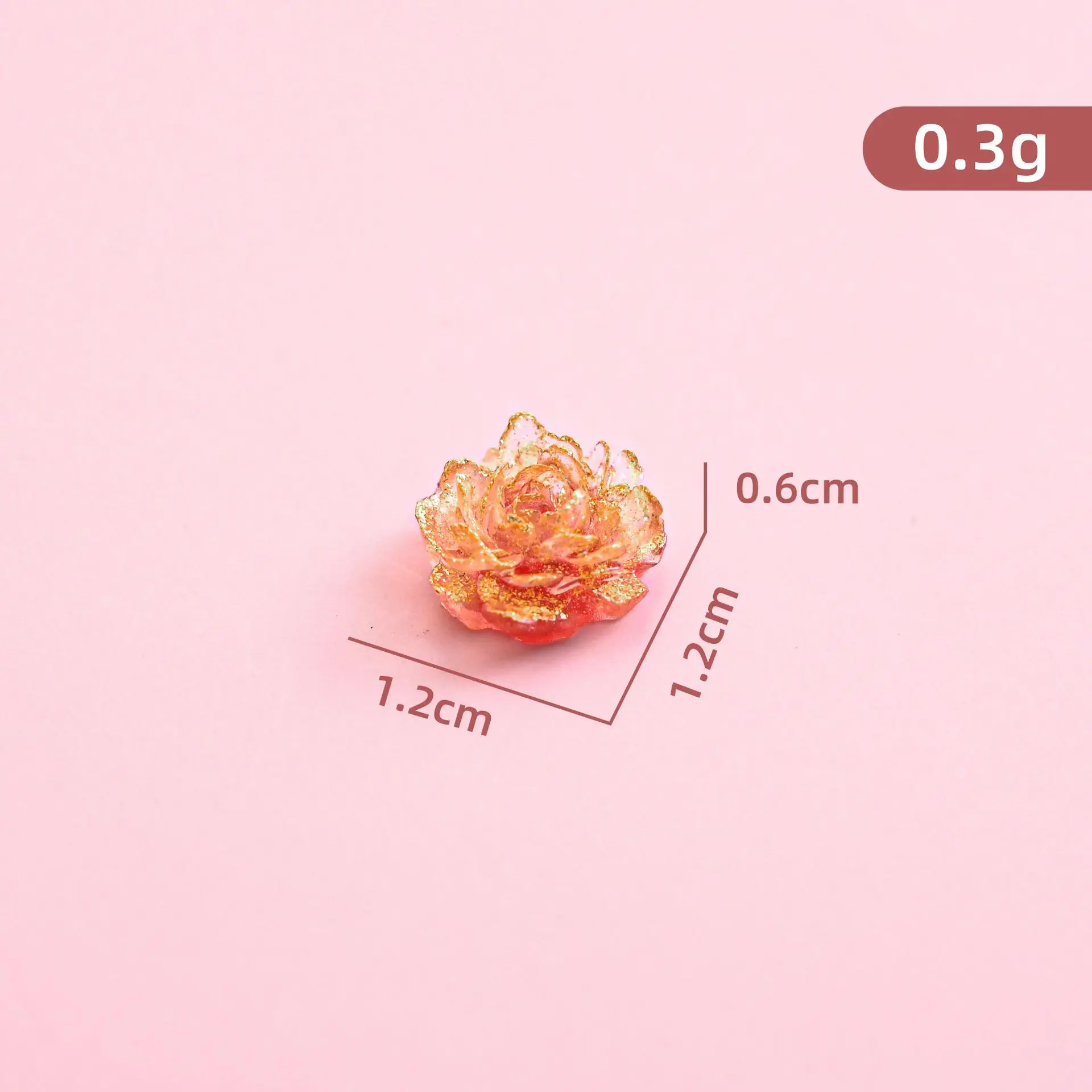10pcs Mini Peony Flower Resin Charms Gold Foil DIY Accessories Cream Glue Hair Clip Desktop Decoration Craft Supplies Home Decor
