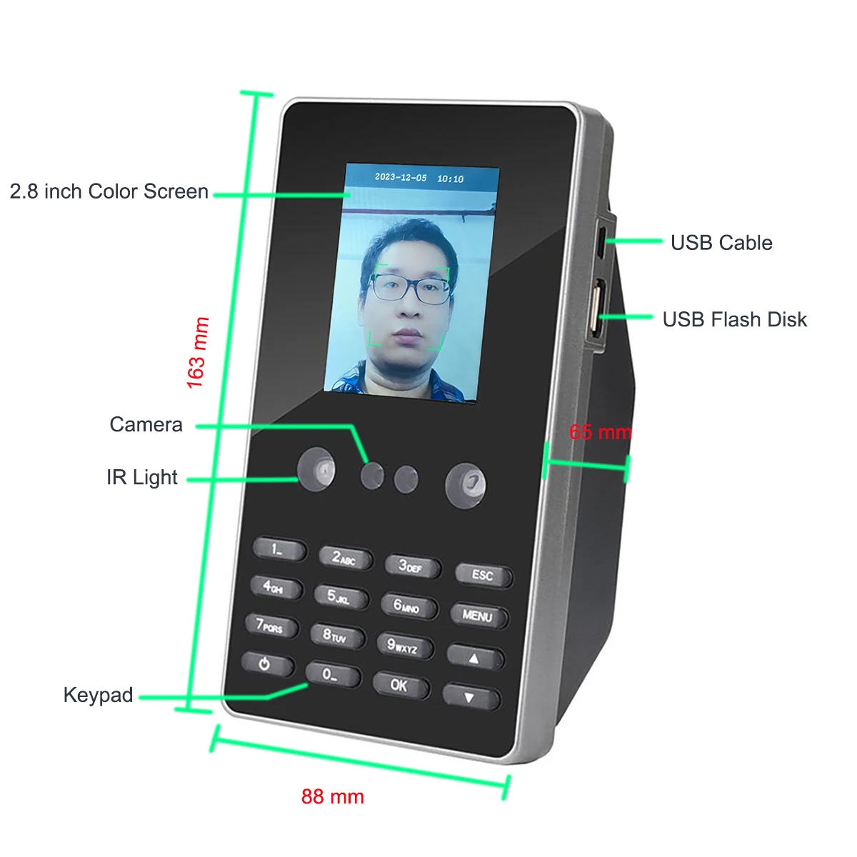 SSR Excel Biometric Face Time Attendance System Facial Time Clock Employee Attendace Management Electronic Device