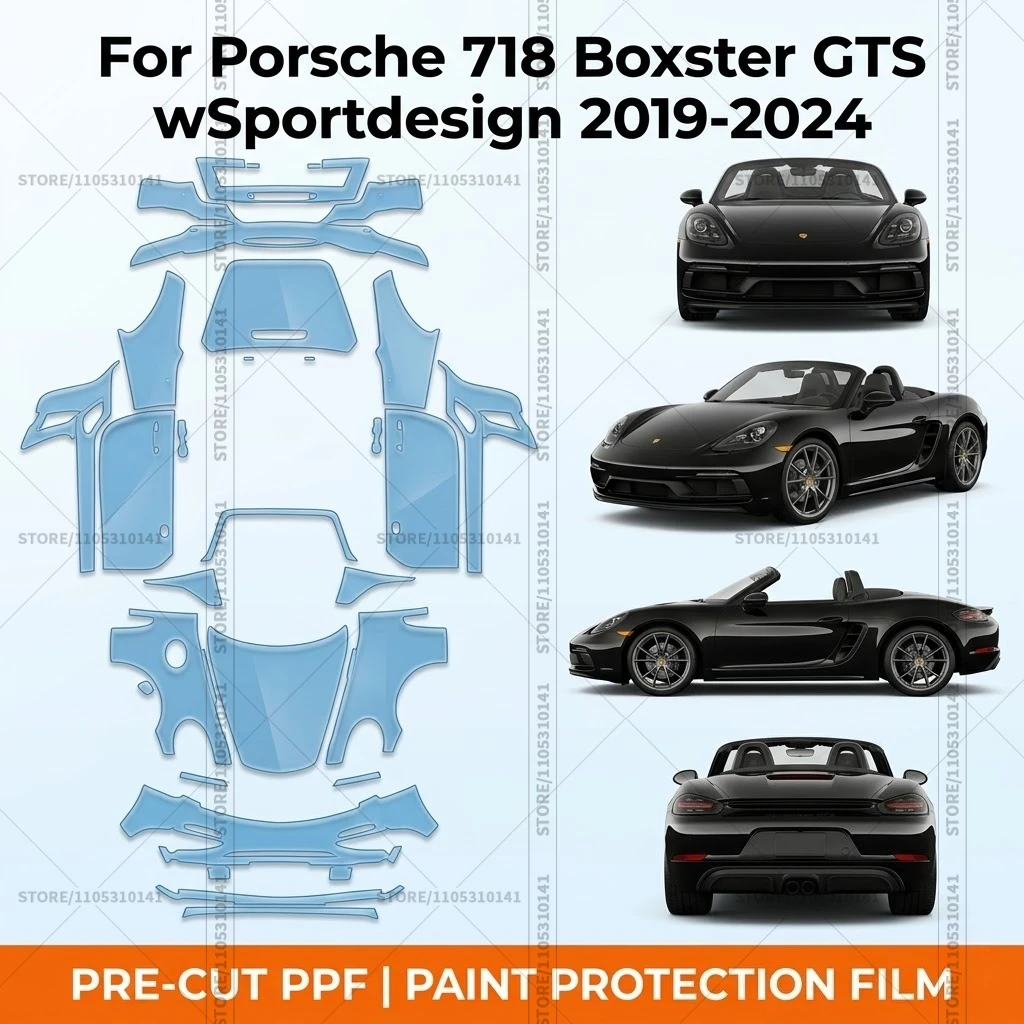 

Pre-Cut Paint Protection Film PPF Transparent Bumper Protector Clear Car Film For Porsche 718 Boxster GTS wSportdesign 2019-2024