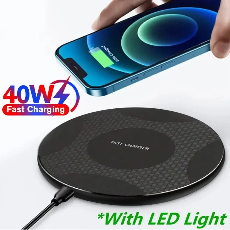 

Беспроводное зарядное устройство 40 Вт для iPhone 16 15 14 13 12 Pro XS Max Индукционная быстрая беспроводная зарядная станция для Samsung Xiaomi Huawei