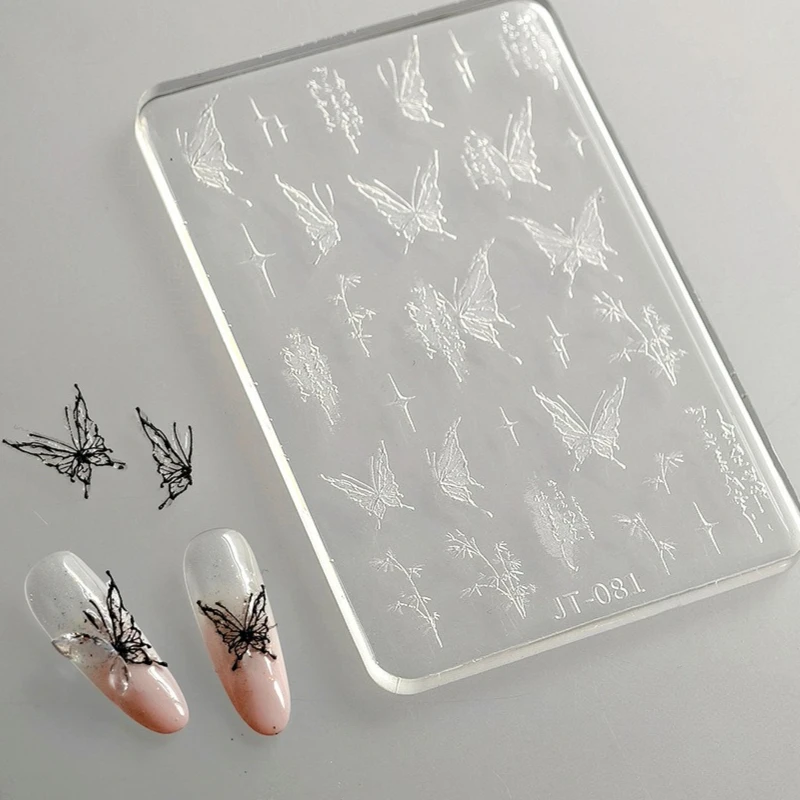 

Chinese Style Bamboo Butterfly Poetry 3D Reliefs Silicone Nail Accessories Lovely DIY Carving Mould UV Gel Manicure Drip Molds