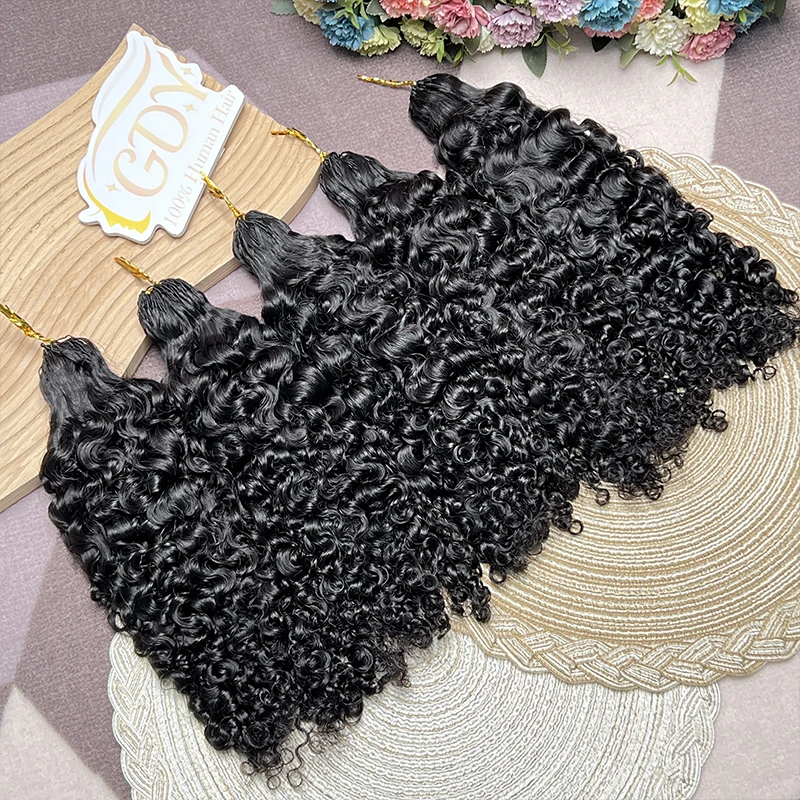 100% Raw Human Hair Burmese Curly Feather Crochet Human Hair Pre-Separated Feather Light Crochet Hair Extensions 100g/Pack