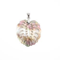 Luxury Natural Black Shell Palm Leaf Necklace Tahiti Mop Pendant Charms DIY Making Earring Woman Jewelry Making Accessories