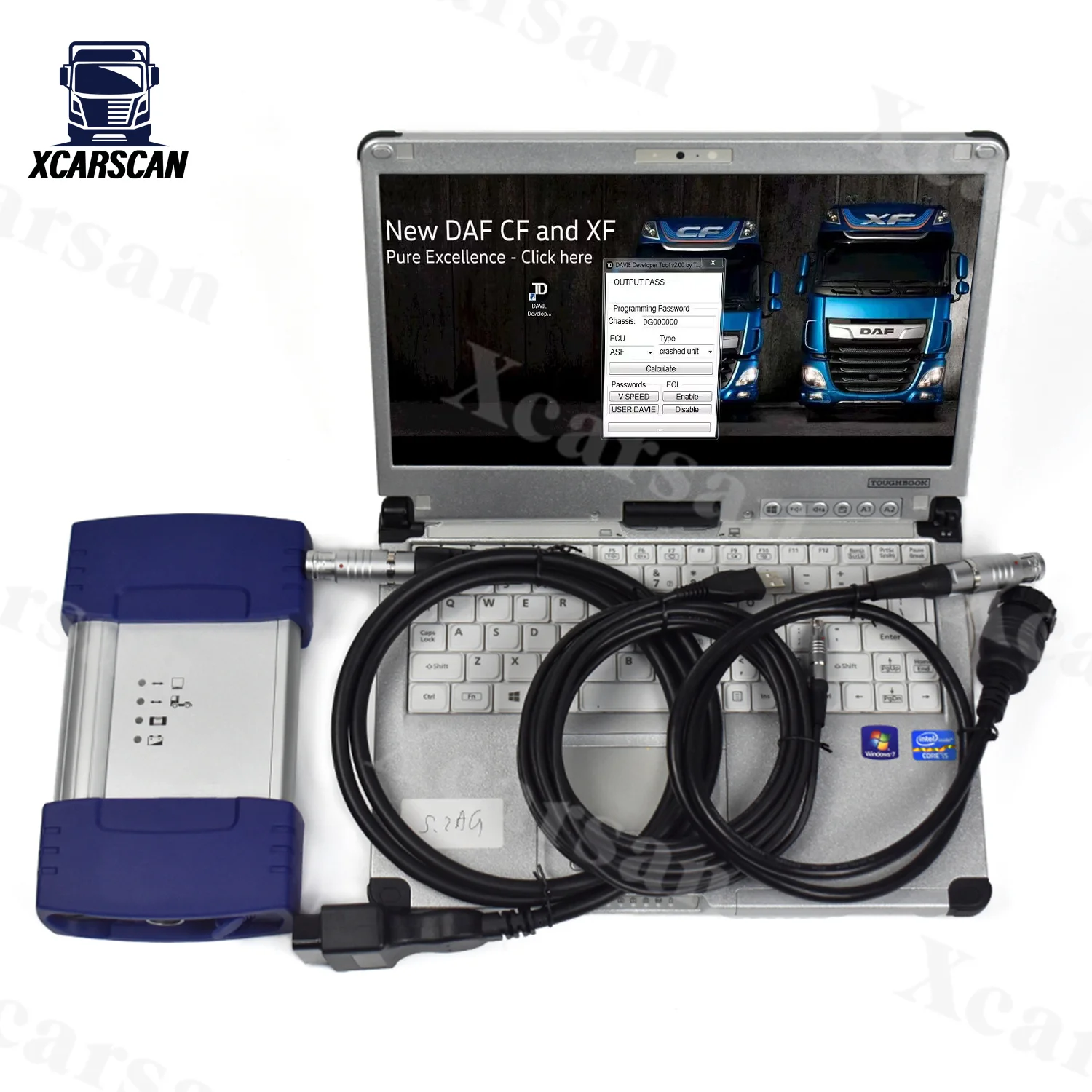 

For Davie 5.6.1 DAF Diagnostic Tool for DAF VCI-560 MUX Heavy Duty Truck Diagnostic Scanner Tool CFC2 Laptop