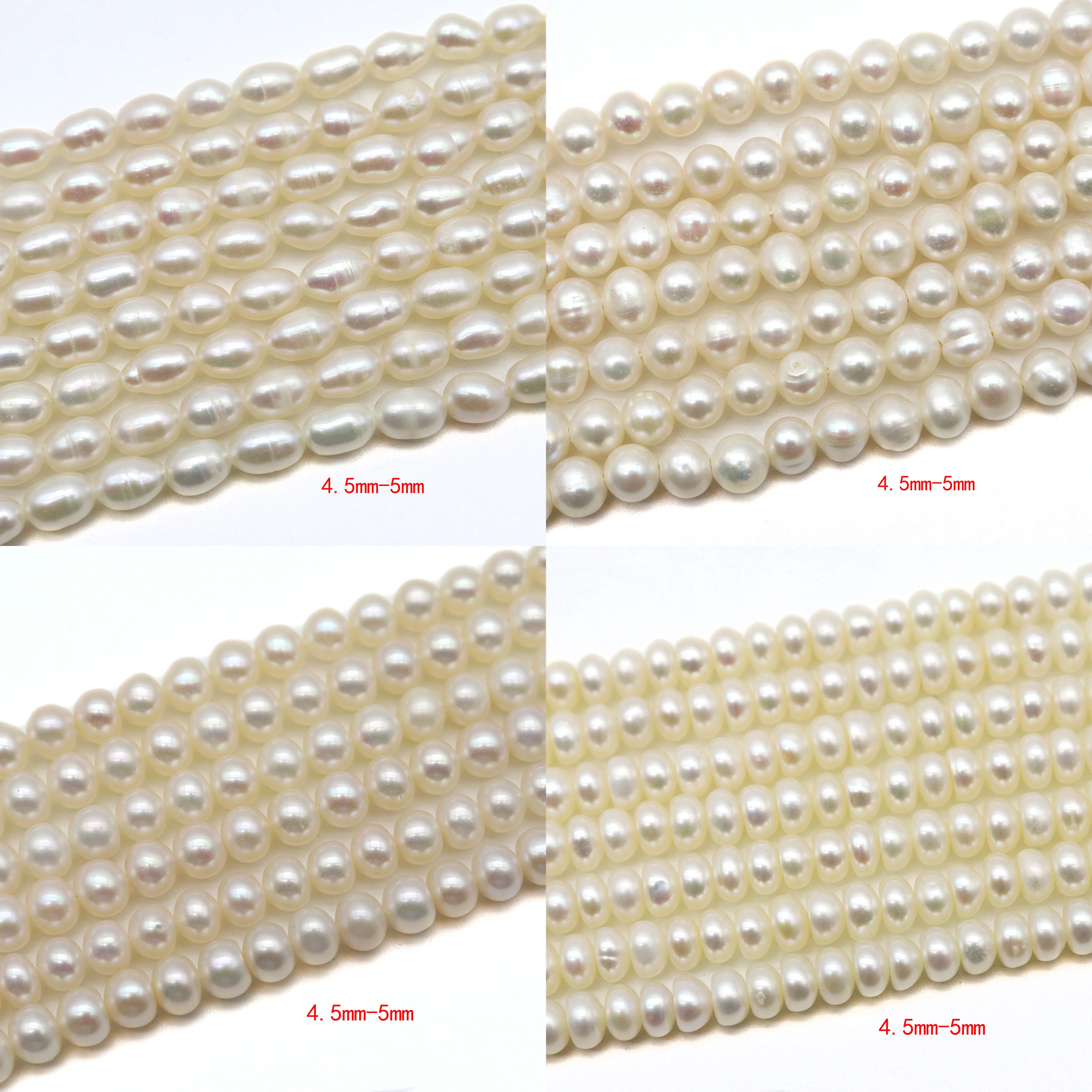 

4.5mm-5mm Natural Freshwater Pearls Beads Rice-shaped Circular Flat-shape Irregular For Jewelry Making DIY Necklaces Accessories