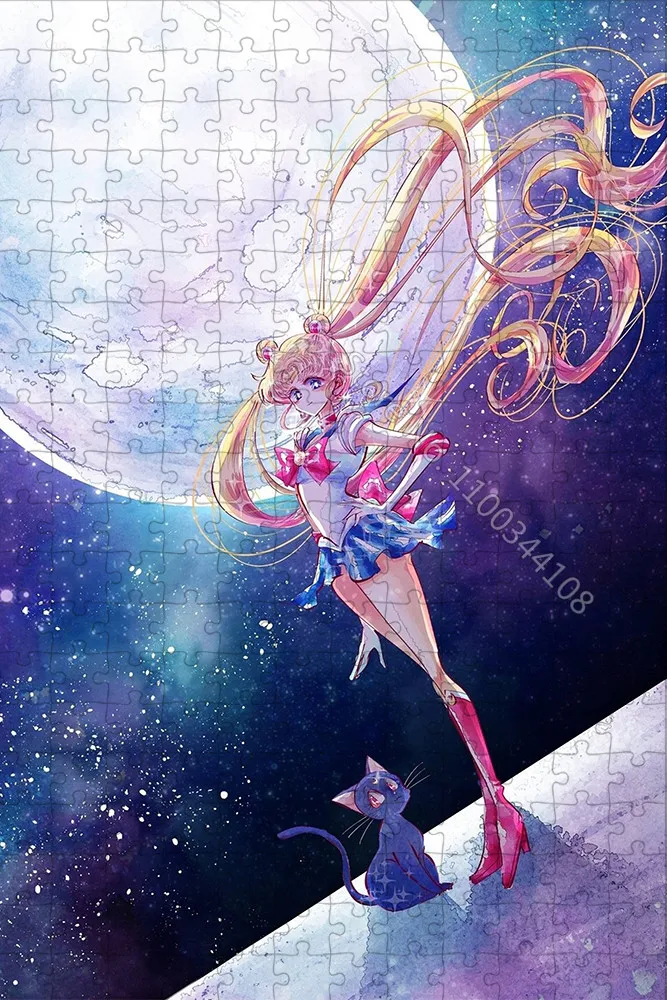 Japanse Anime Sailor Moon Puzzel Cartoon Meisje Kat 300/500/1000 PCS Legpuzzels Volwassen Decompressie Spel Handgemaakte Collectie