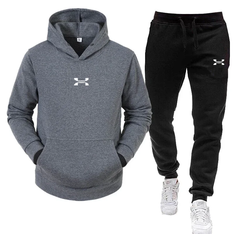 Men's track and field wear autumn and winter outdoor fitness fashion jogging tracksuit hoodie + casual pants two-piece set