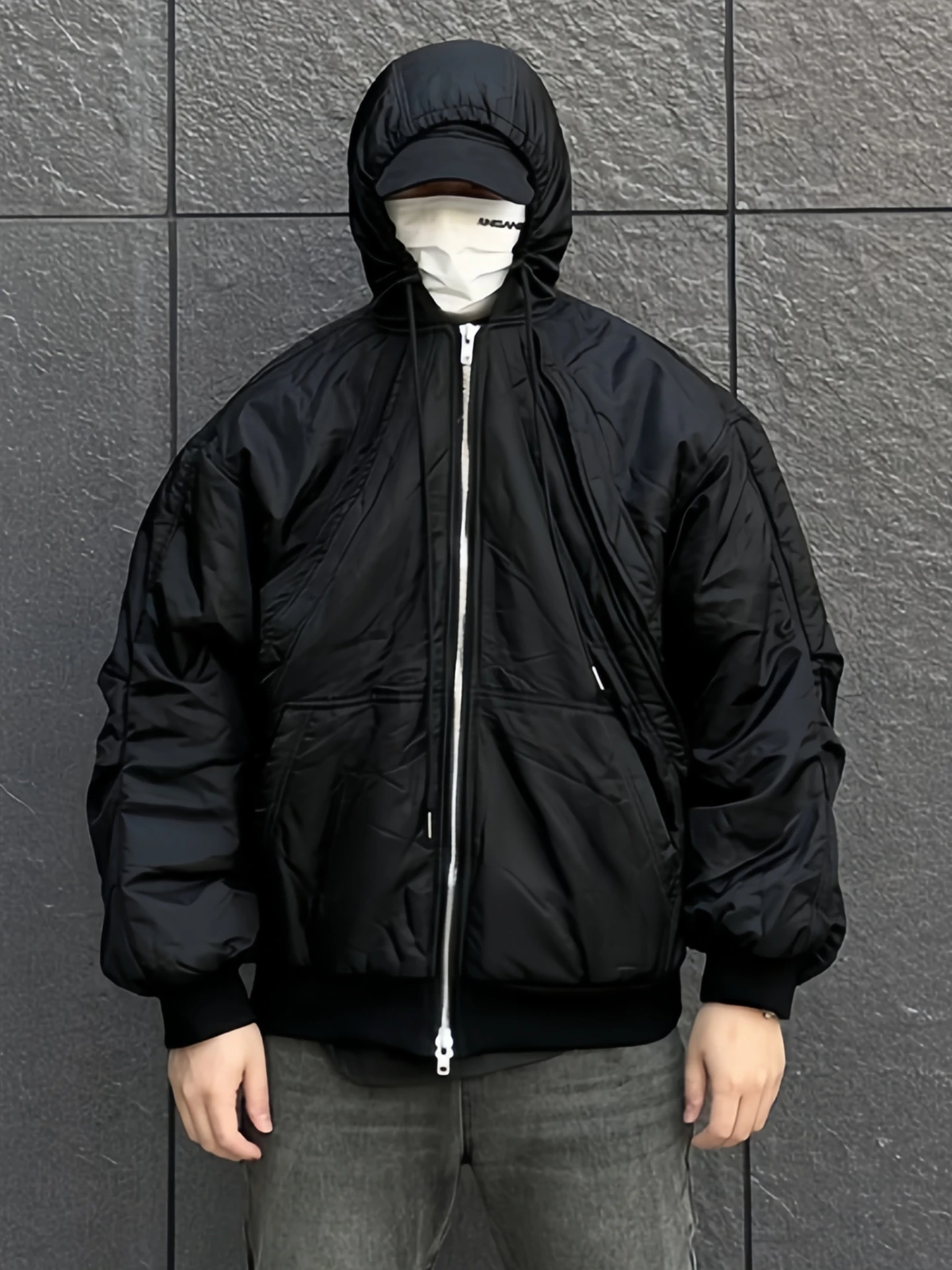 American Vibe Nylon Hooded Jacket Flight Coat Unisex Casual Cotton Filled Zipper Closure Long Sleeve Clean Fit Youth 