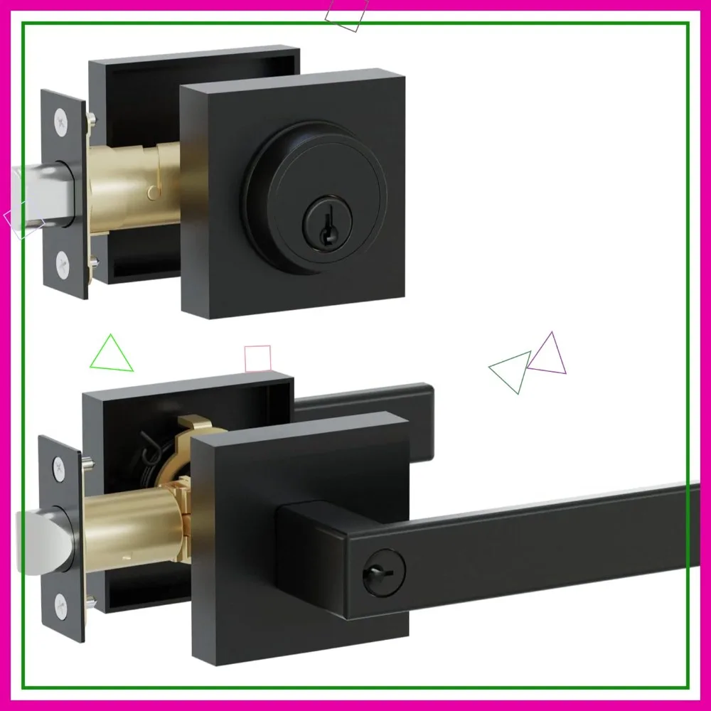 

Усиленный комплект замков для входной двери с одинаковым ключом, ручкой и засовом, матовый черный, реверсивный, для безопасности дома и офиса