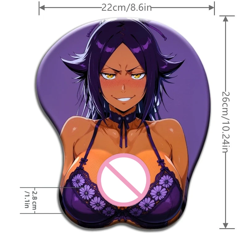 Anime Girl Shihouin Yoruichi Dark skin purple underwear 3D Silicone Mouse Wrist Pad Suitable for Gaming and Office