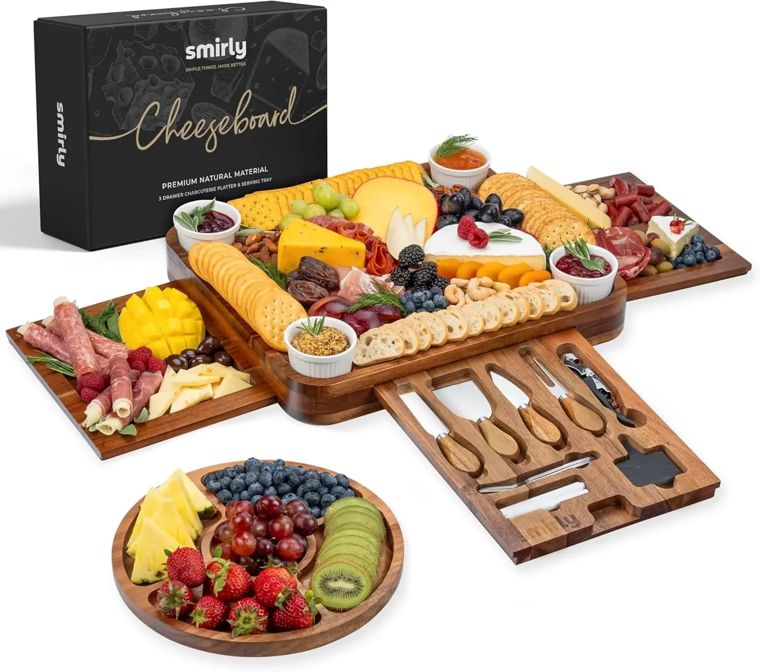 

Charcuterie Boards Set - Large Acacia Cheese Board Set - House Warming Gifts New Home, Wedding Gift for Couple, Bridal Shower Gi
