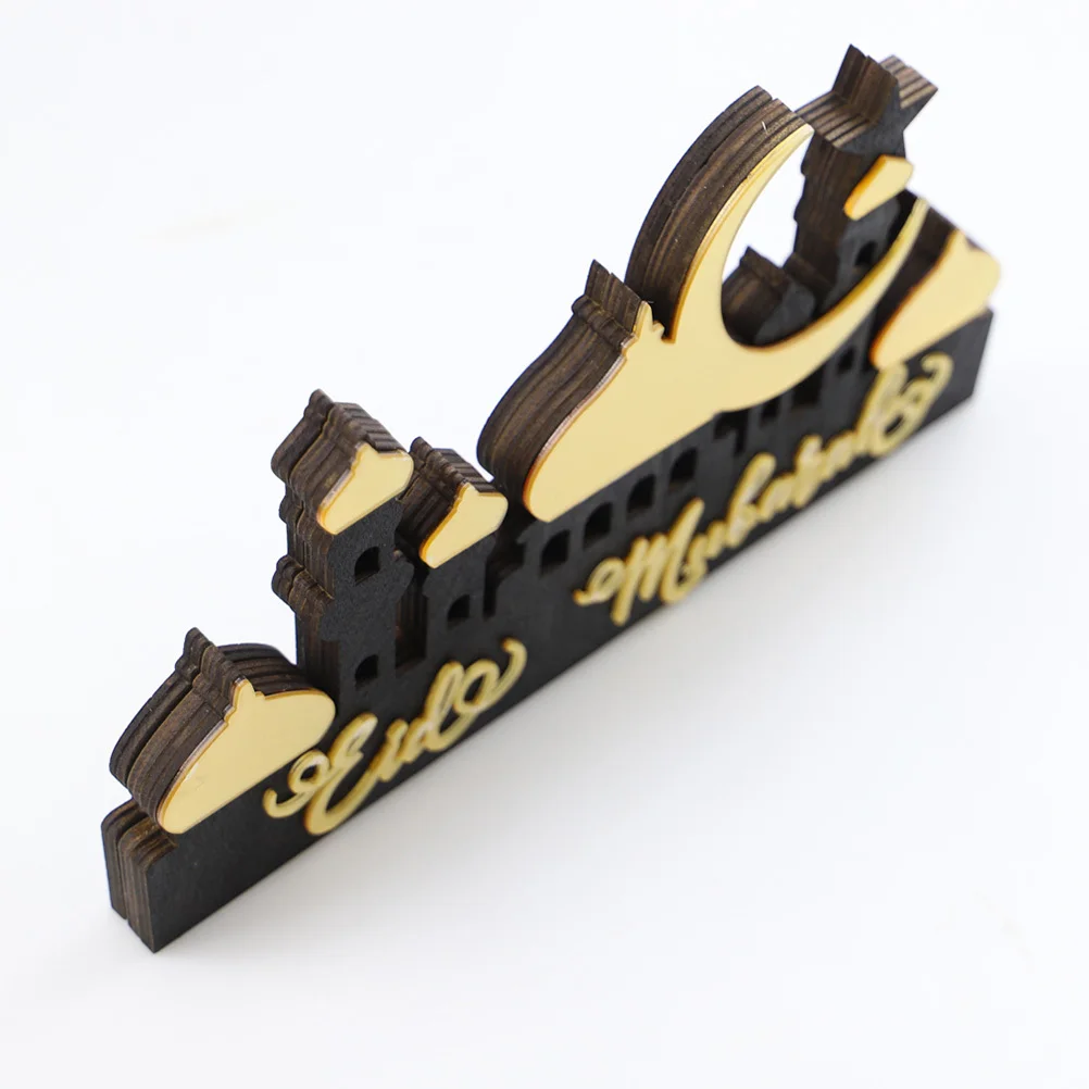 Ramadan Wooden Decoration Hollow Out Design Delicate Eid Party Ornament Ramadan Desktop Ornament Eid Mubarak Wood Decoration