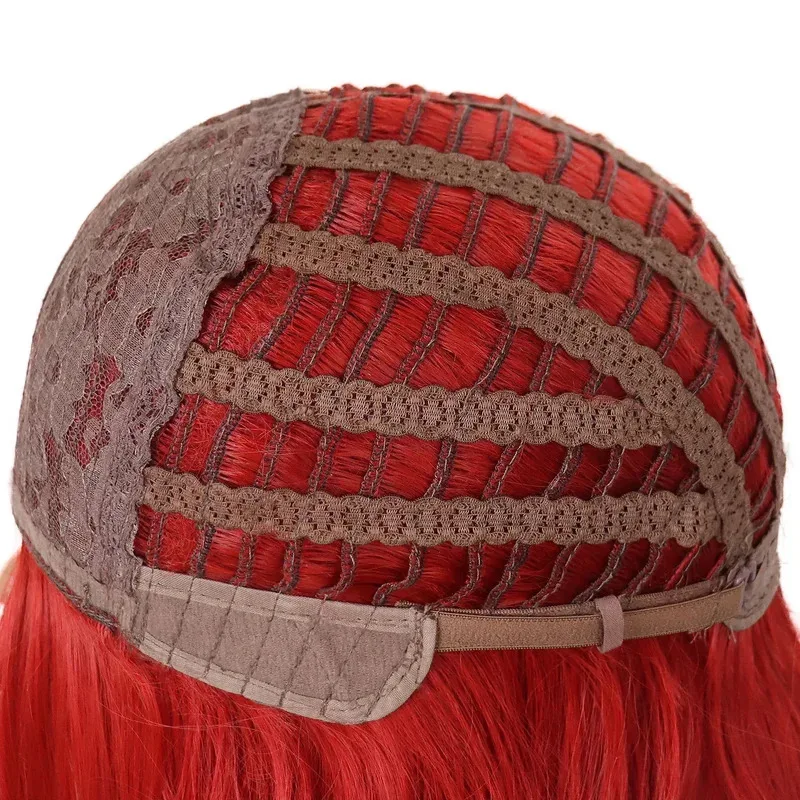 Synthetic Red Long Curly Wigs for Women Natural Hairline Wave Wig with Cap Female Daily Party Halloween Costume Cosplay Wear