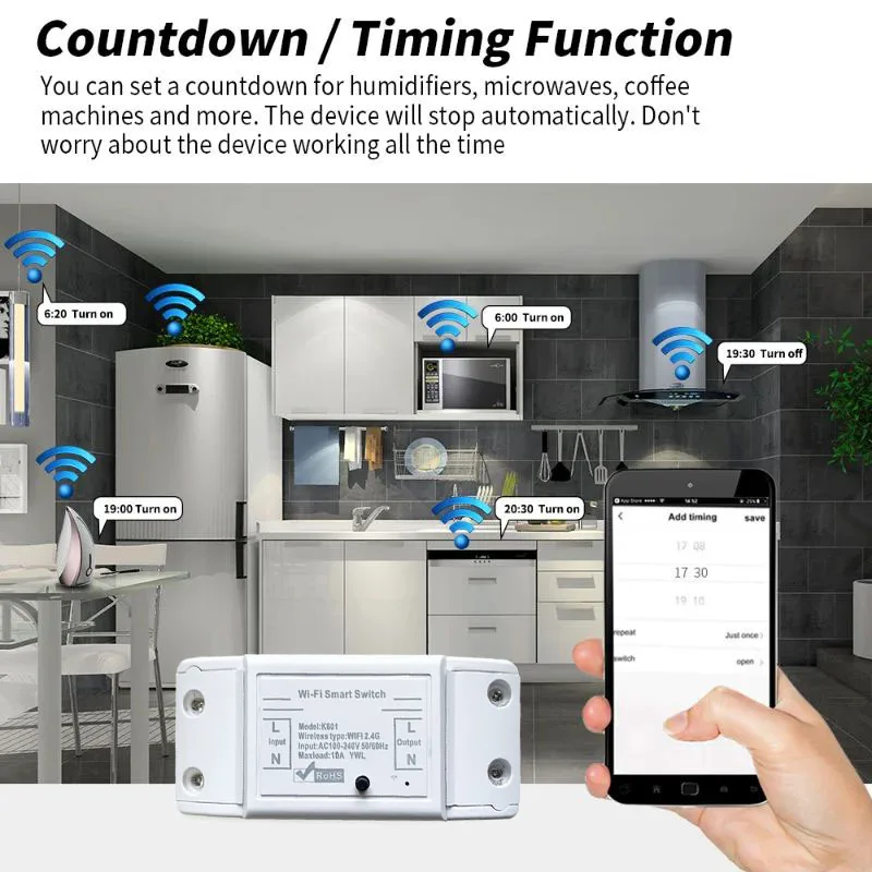 Tuya Wifi Smart Switch 10A RF 433MHz Interruptor Timer Voice Control 1/2/3 Gang Bezprzewodowy przełącznik ścienny Okrągły przycisk Panel przełącznika