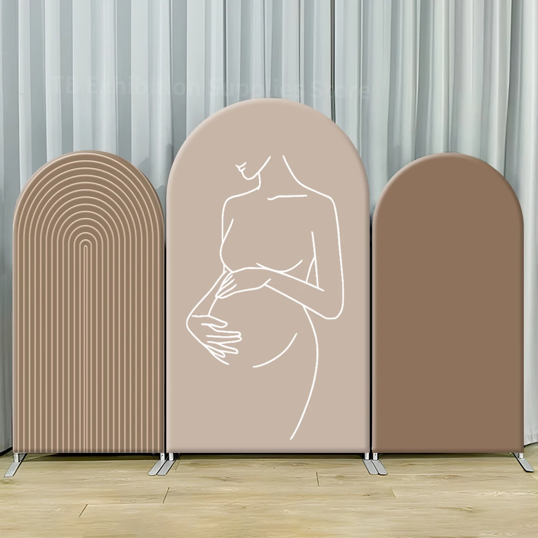 

Brown Beige Series Arch Backdrop for Pregnant Parties Baby Shower Wedding Custom Photography Background Cover Party Decorations