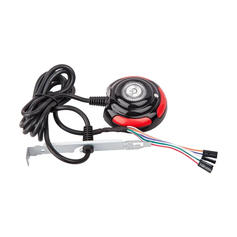 Computer Switch Power Supply on/off Reset HDD Push Round big Button Switch with 160cm Cable Bracket For Desktop PC Computer Host