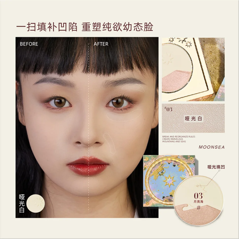 Girlcult Highlighter Palette Matte / Vlek / Shimmer Texture Highlighting Vul gezichtsrimpels in depressions Make-up Cosmetica